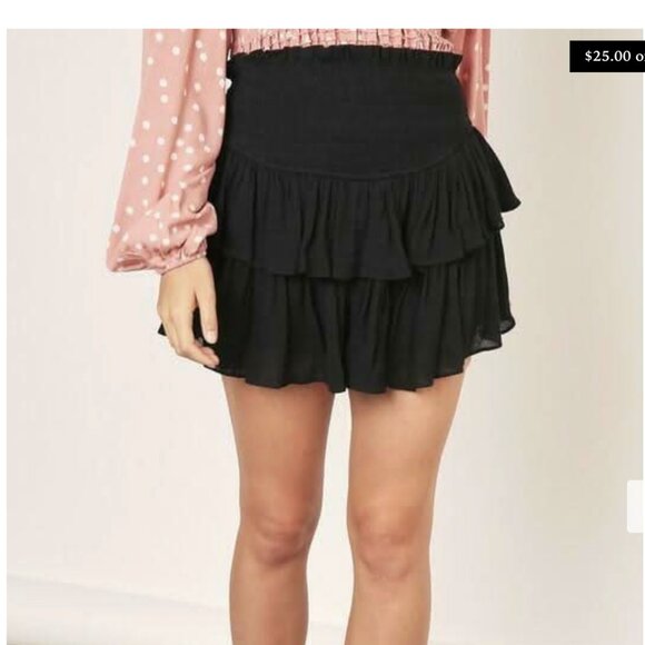 Mustard Seed Black Ruffle Skort - Picture 1 of 9